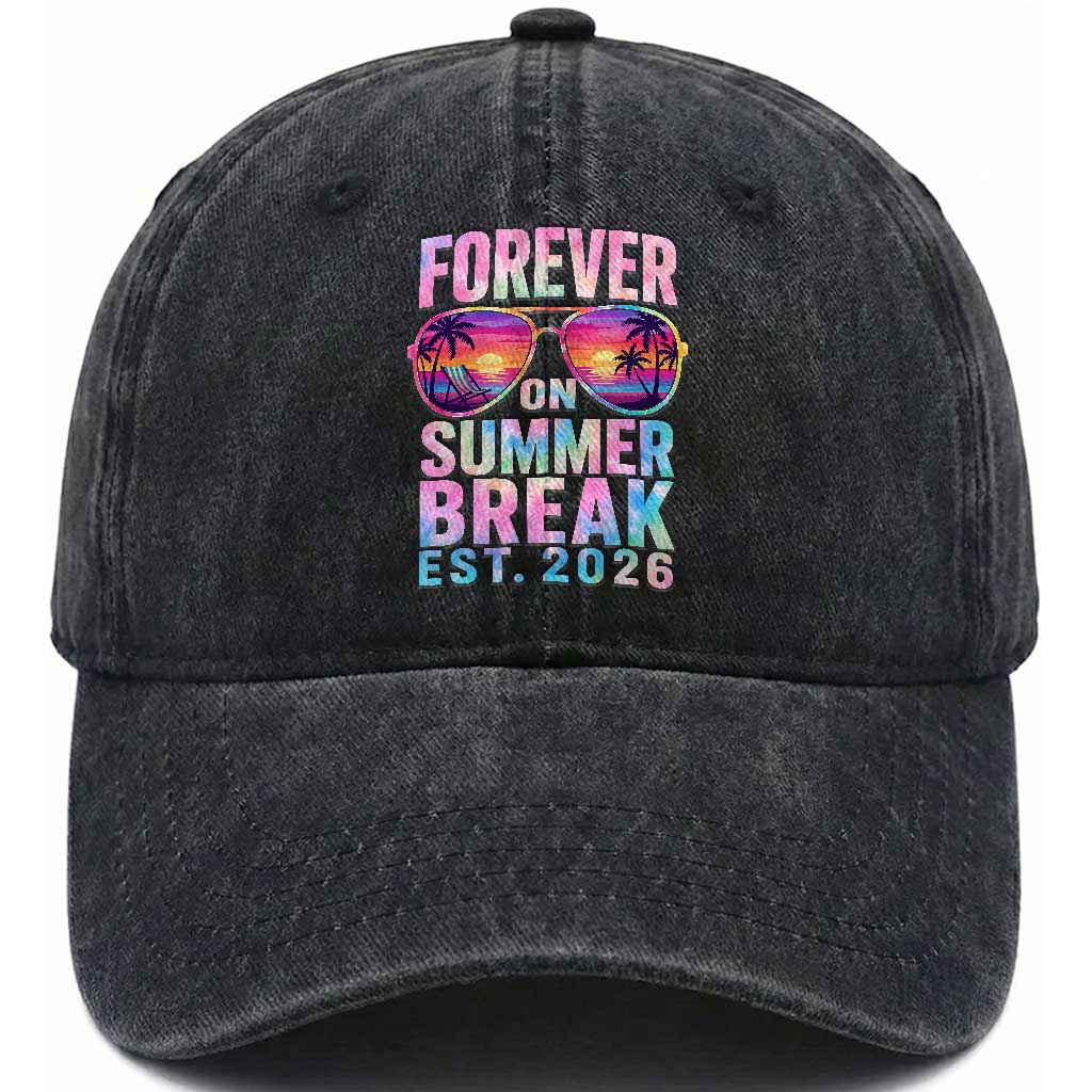 Retired Teacher Washed Cotton Baseball Cap Forever On Summer Break Retirement 2026 TS10 Print Your Wear