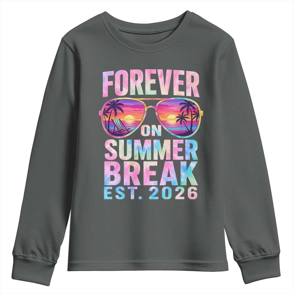 Retired Teacher Youth Sweatshirt Forever On Summer Break Retirement 2026 TS10 Dark Heather Print Your Wear