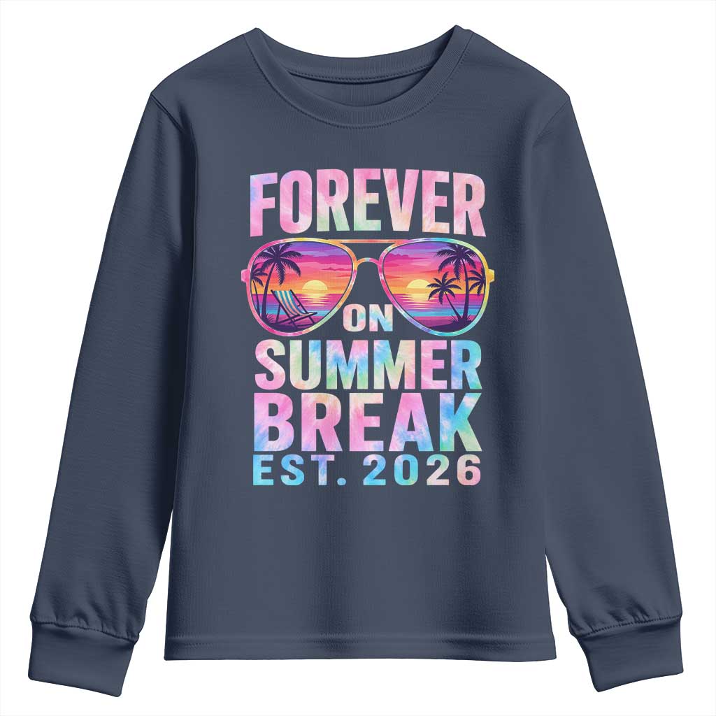 Retired Teacher Youth Sweatshirt Forever On Summer Break Retirement 2026 TS10 Navy Print Your Wear
