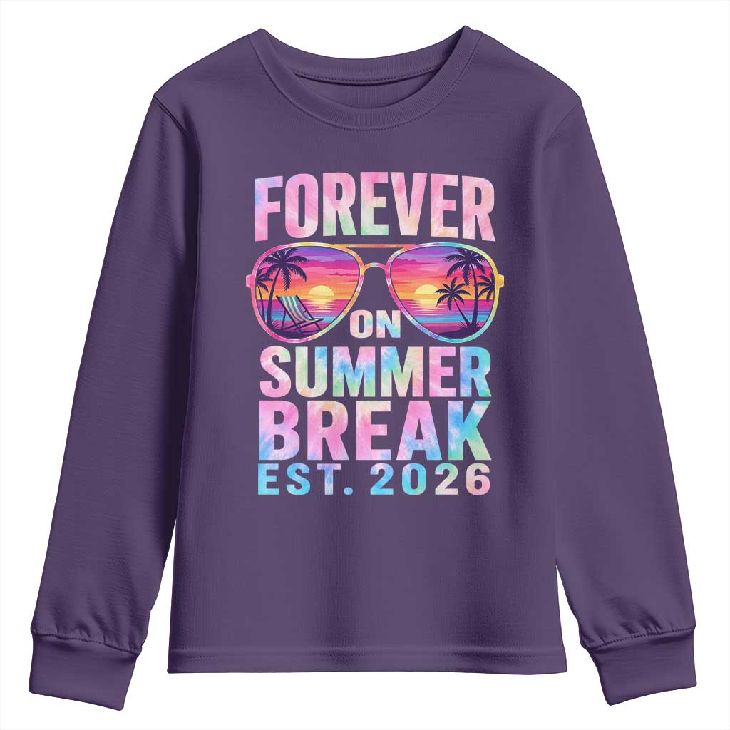 Retired Teacher Youth Sweatshirt Forever On Summer Break Retirement 2026 TS10 Purple Print Your Wear