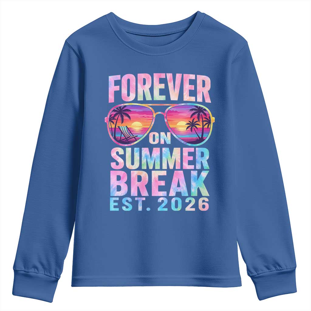 Retired Teacher Youth Sweatshirt Forever On Summer Break Retirement 2026 TS10 Royal Blue Print Your Wear