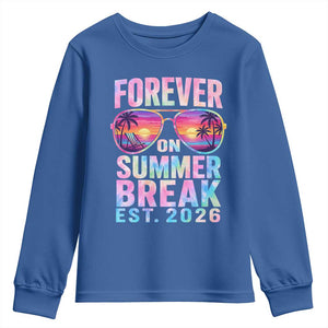Retired Teacher Youth Sweatshirt Forever On Summer Break Retirement 2026 TS10 Royal Blue Print Your Wear