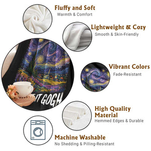 Let it Gogh Funny Vincent Van Gogh Starry Night Throw Blanket