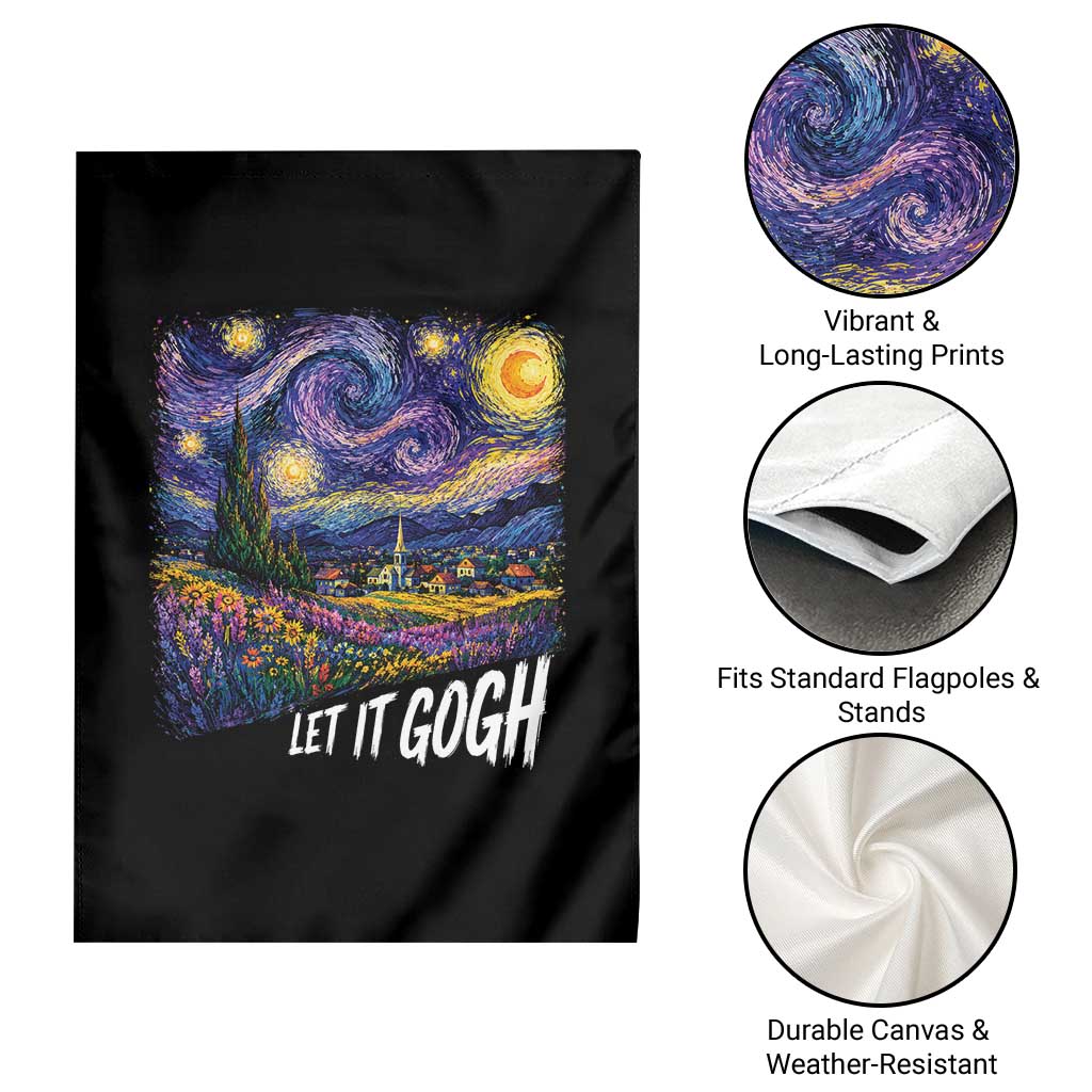 Let it Gogh Funny Vincent Van Gogh Starry Night Garden Flag