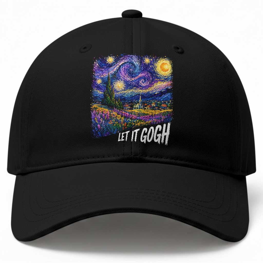 Let it Gogh Funny Vincent Van Gogh Starry Night Baseball Cap