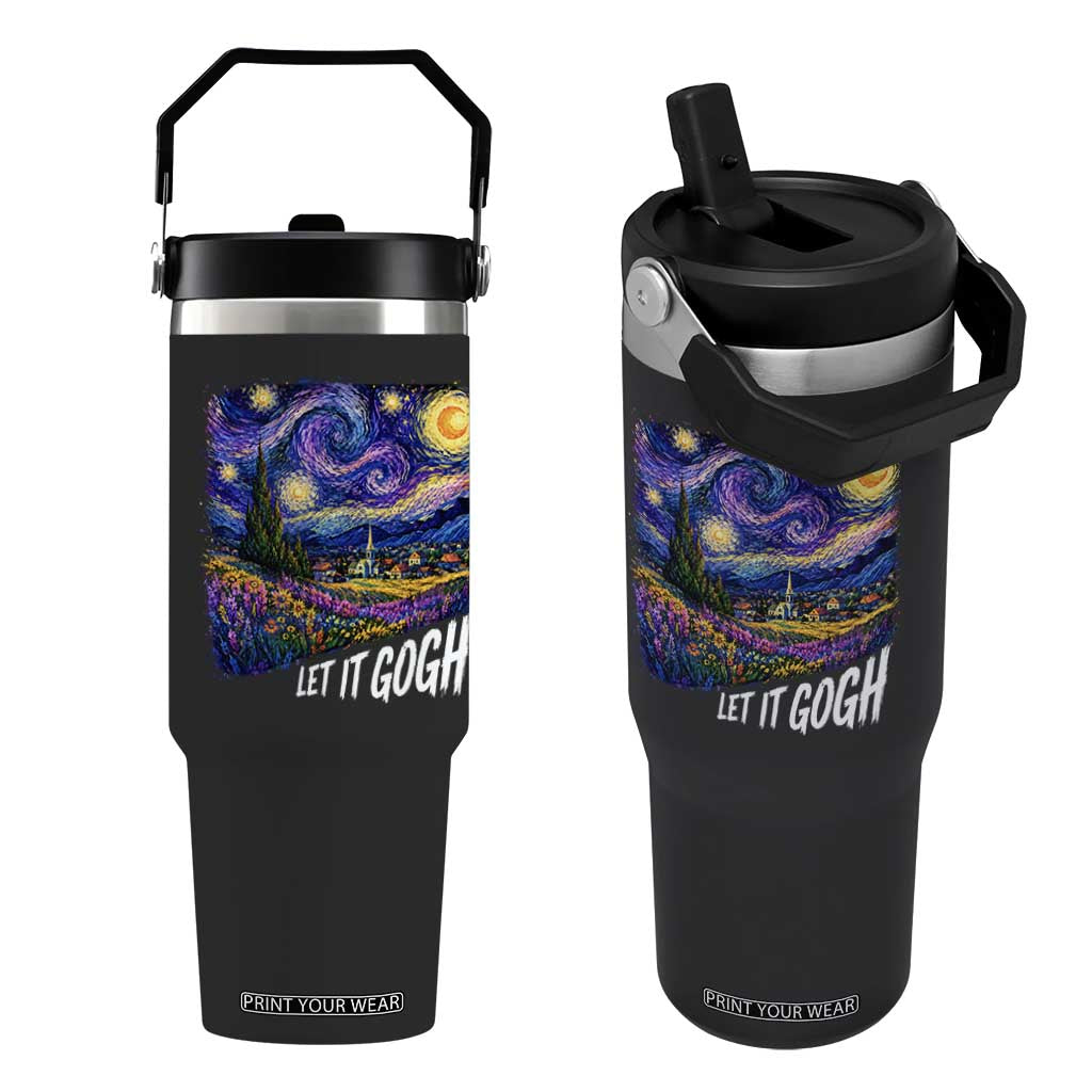 Let it Gogh Funny Vincent Van Gogh Starry Night Flip Straw Tumbler