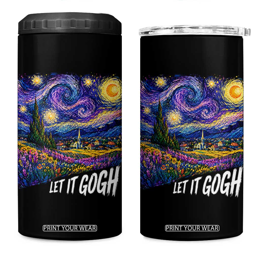 Let it Gogh Funny Vincent Van Gogh Starry Night 4 in 1 Can Cooler Tumbler