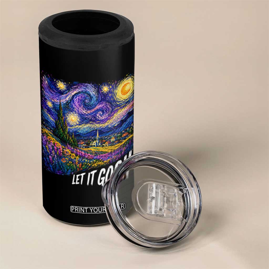 Let it Gogh Funny Vincent Van Gogh Starry Night 4 in 1 Can Cooler Tumbler