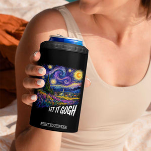 Let it Gogh Funny Vincent Van Gogh Starry Night 4 in 1 Can Cooler Tumbler