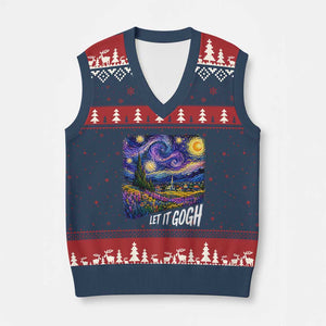 Let it Gogh Funny Vincent Van Gogh Starry Night V-Neck Knit Sweater Vest