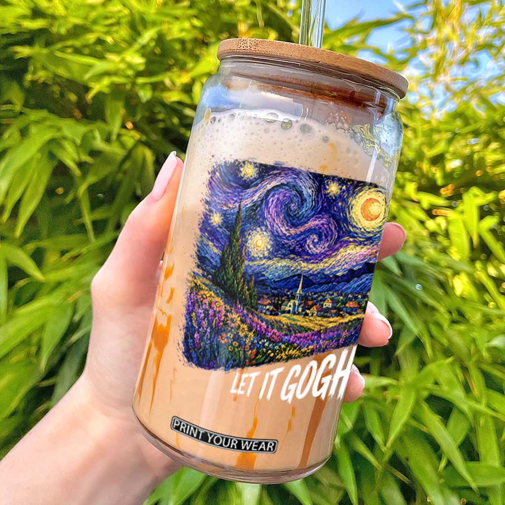 Let it Gogh Funny Vincent Van Gogh Starry Night Glass Can