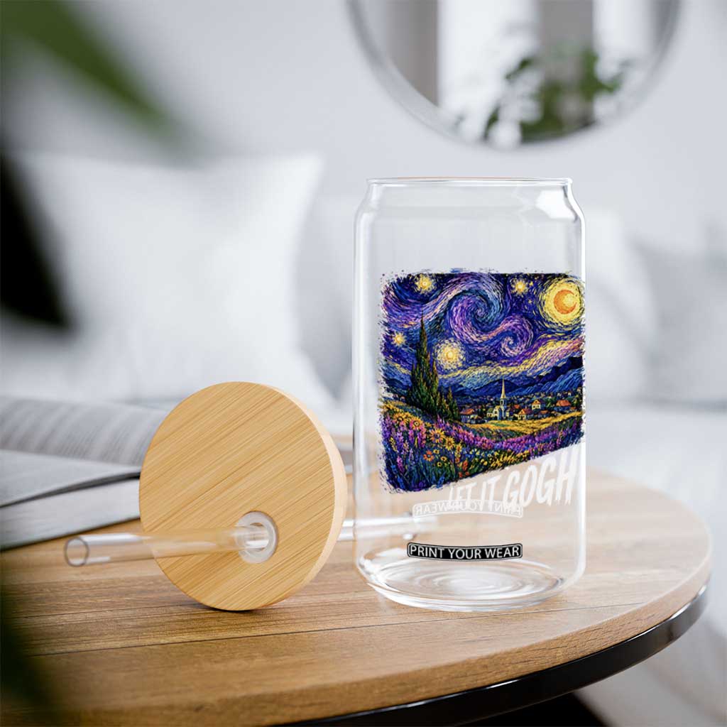 Let it Gogh Funny Vincent Van Gogh Starry Night Glass Can
