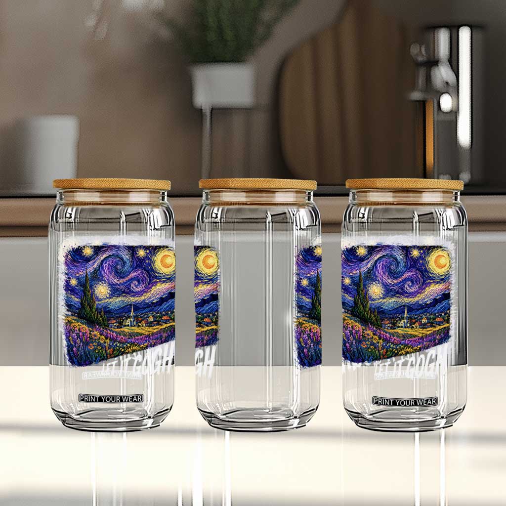 Let it Gogh Funny Vincent Van Gogh Starry Night Glass Can