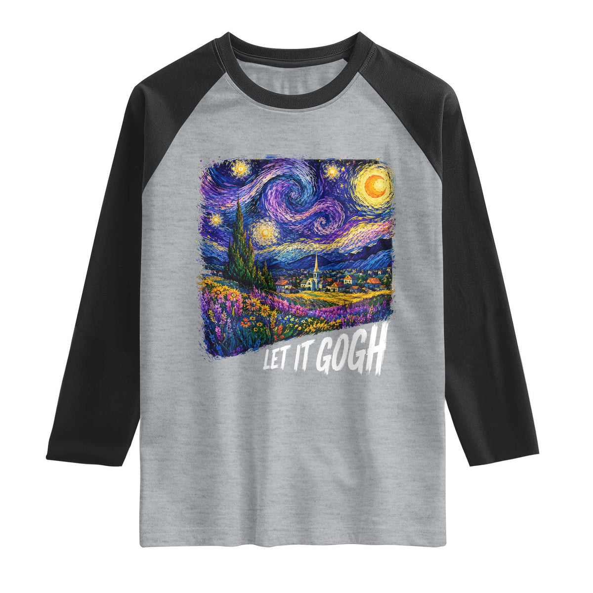 Let it Gogh Funny Vincent Van Gogh Starry Night Raglan Shirt