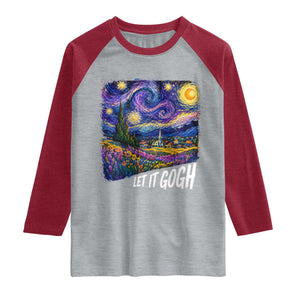 Let it Gogh Funny Vincent Van Gogh Starry Night Raglan Shirt