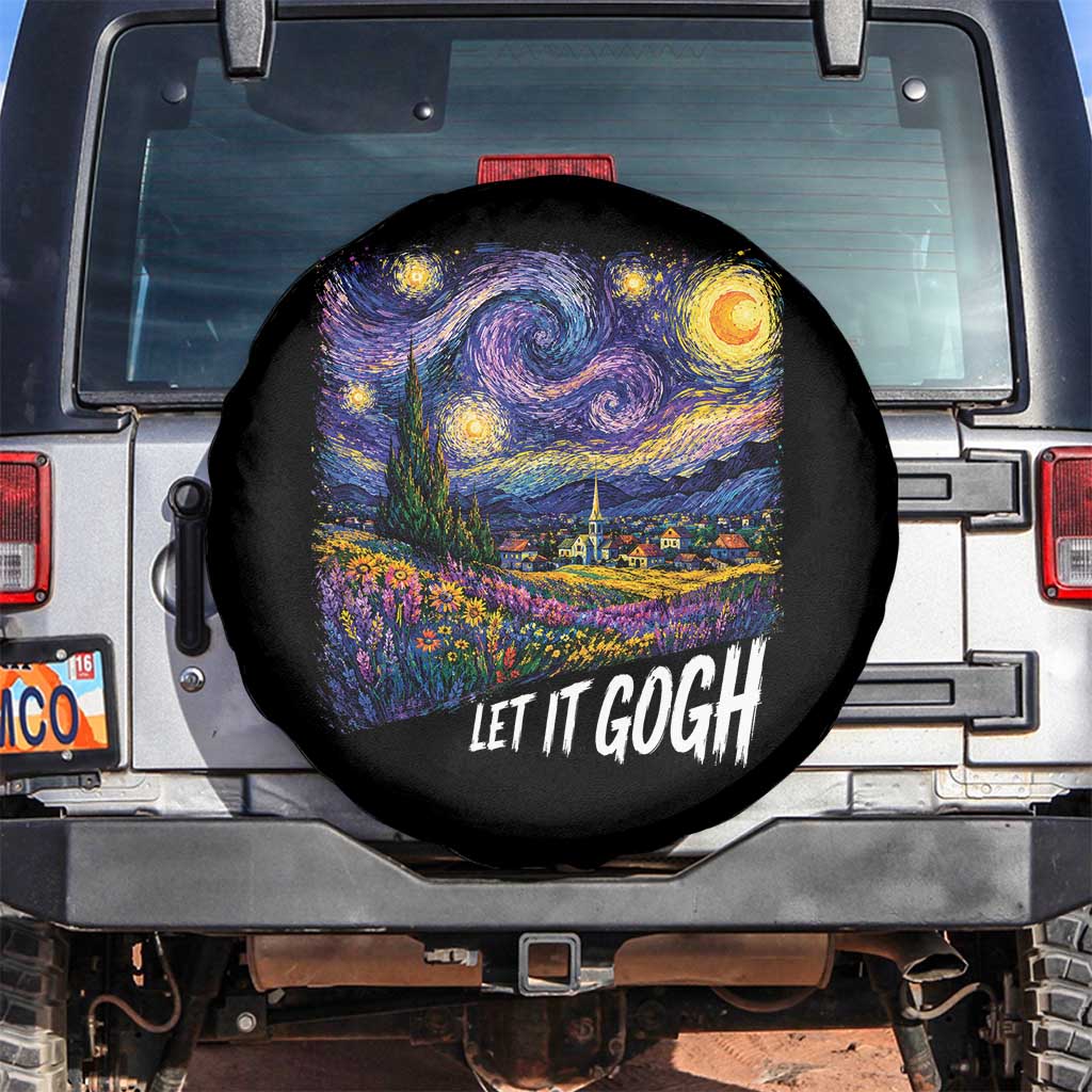 Let it Gogh Funny Vincent Van Gogh Starry Night Spare Tire Cover TS10 No hole Black Print Your Wear