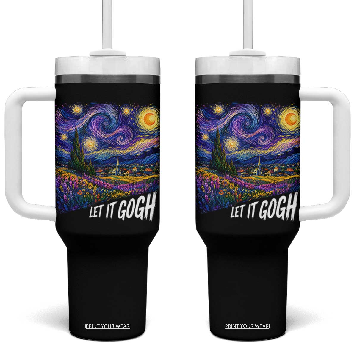 Let it Gogh Funny Vincent Van Gogh Starry Night Tumbler With Handle