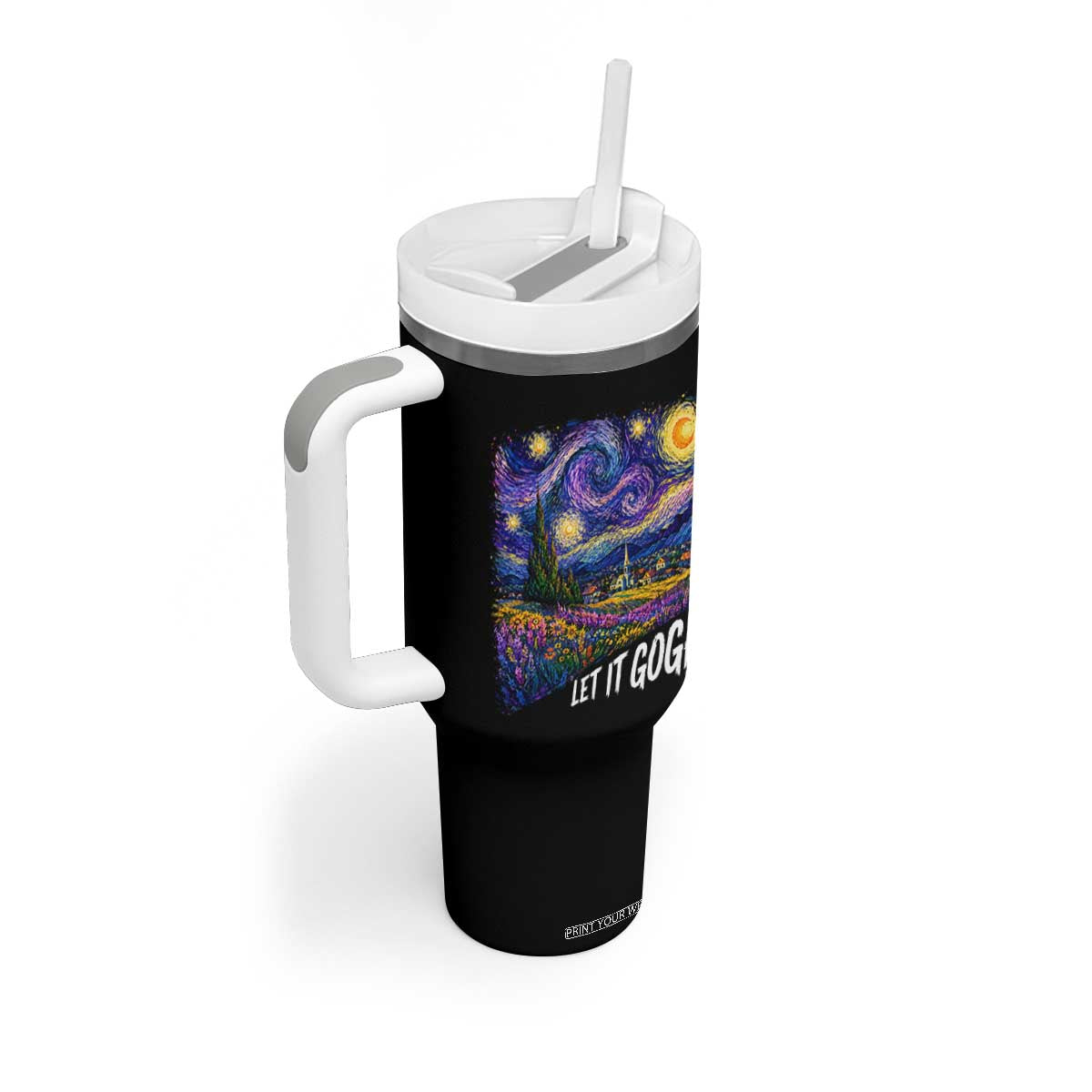 Let it Gogh Funny Vincent Van Gogh Starry Night Tumbler With Handle