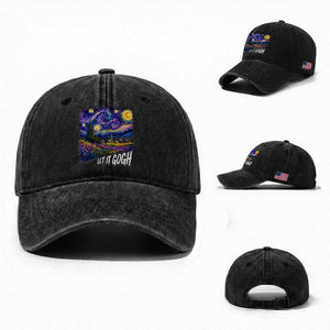 Let it Gogh Funny Vincent Van Gogh Starry Night Washed Cotton Baseball Cap