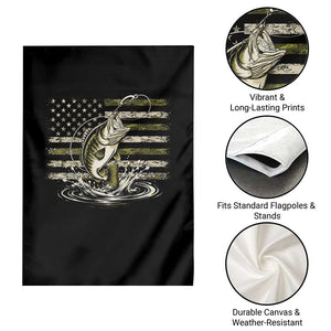 Vintage Bass Fishing Camouflage Garden Flag Patriotic Largemouth Bass Angler Fishing Lovers Fisherman Camo US Flag