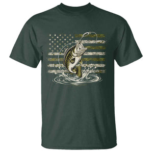 Vintage Bass Fishing Camouflage T Shirt Patriotic Largemouth Bass Angler Fishing Lovers Fisherman Camo US Flag