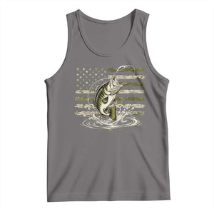 Vintage Bass Fishing Camouflage Tank Top Patriotic Largemouth Bass Angler Fishing Lovers Fisherman Camo US Flag
