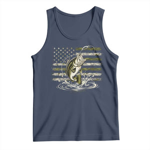 Vintage Bass Fishing Camouflage Tank Top Patriotic Largemouth Bass Angler Fishing Lovers Fisherman Camo US Flag