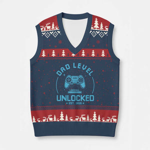 Promoted to Dad 2026 V-Neck Knit Sweater Vest New Dad Gifts for First Time Daddy Fathers Day TS10 Navy Red Print Your Wear