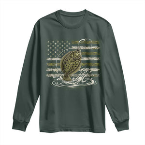 Flounder Fishing Camouflage American Flag Long Sleeve Shirt Patriotic Flatfish Angler Gift Saltwater Fishing Lovers