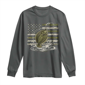 Flounder Fishing Camouflage American Flag Long Sleeve Shirt Patriotic Flatfish Angler Gift Saltwater Fishing Lovers