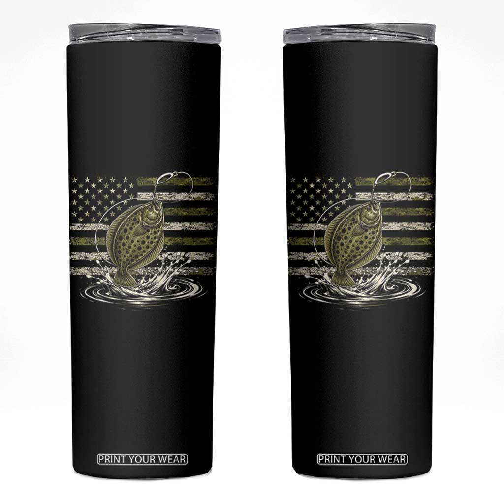 Flounder Fishing Camouflage American Flag Skinny Tumbler Patriotic Flatfish Angler Gift Saltwater Fishing Lovers