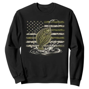 Flounder Fishing Camouflage American Flag Sweatshirt Patriotic Flatfish Angler Gift Saltwater Fishing Lovers