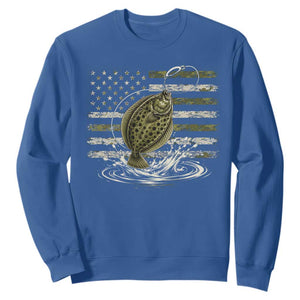 Flounder Fishing Camouflage American Flag Sweatshirt Patriotic Flatfish Angler Gift Saltwater Fishing Lovers