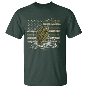 Flounder Fishing Camouflage American Flag T Shirt Patriotic Flatfish Angler Gift Saltwater Fishing Lovers