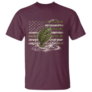 Flounder Fishing Camouflage American Flag T Shirt Patriotic Flatfish Angler Gift Saltwater Fishing Lovers