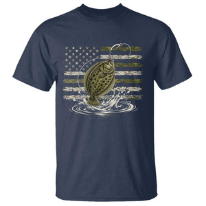 Flounder Fishing Camouflage American Flag T Shirt Patriotic Flatfish Angler Gift Saltwater Fishing Lovers