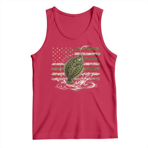 Flounder Fishing Camouflage American Flag Tank Top Patriotic Flatfish Angler Gift Saltwater Fishing Lovers