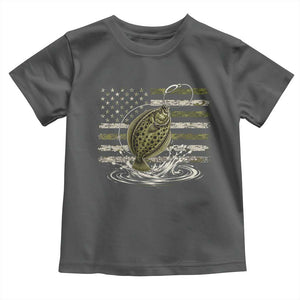 Flounder Fishing Camouflage American Flag Toddler T Shirt Patriotic Flatfish Angler Gift Saltwater Fishing Lovers