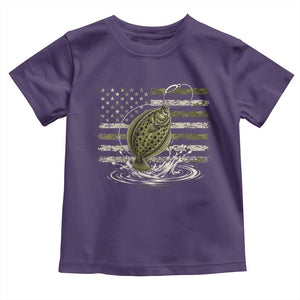 Flounder Fishing Camouflage American Flag Toddler T Shirt Patriotic Flatfish Angler Gift Saltwater Fishing Lovers
