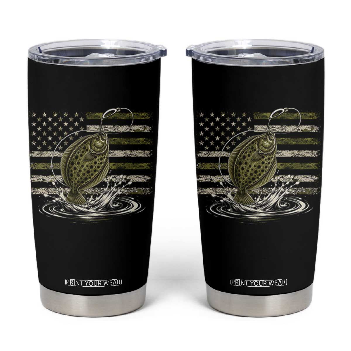 Flounder Fishing Camouflage American Flag Tumbler Cup Patriotic Flatfish Angler Gift Saltwater Fishing Lovers