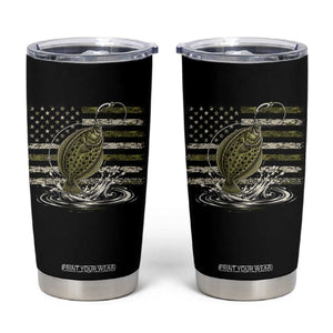 Flounder Fishing Camouflage American Flag Tumbler Cup Patriotic Flatfish Angler Gift Saltwater Fishing Lovers