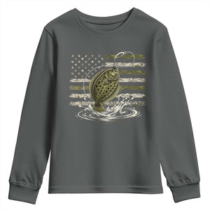 Flounder Fishing Camouflage American Flag Youth Sweatshirt Patriotic Flatfish Angler Gift Saltwater Fishing Lovers
