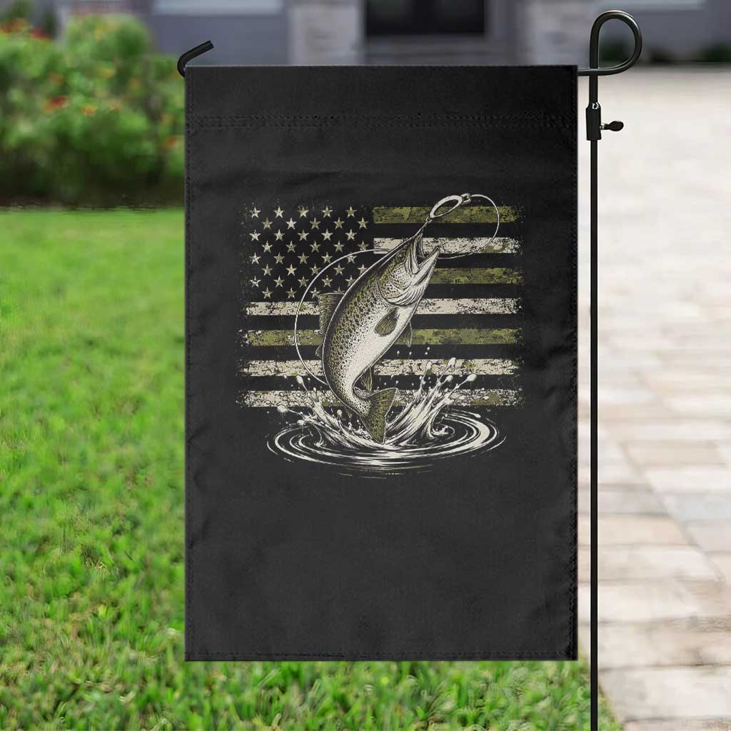 Camouflage American Flag Trout Fishing Garden Flag Patriotic Saltwater Angler Gift Sea Fishing Lovers