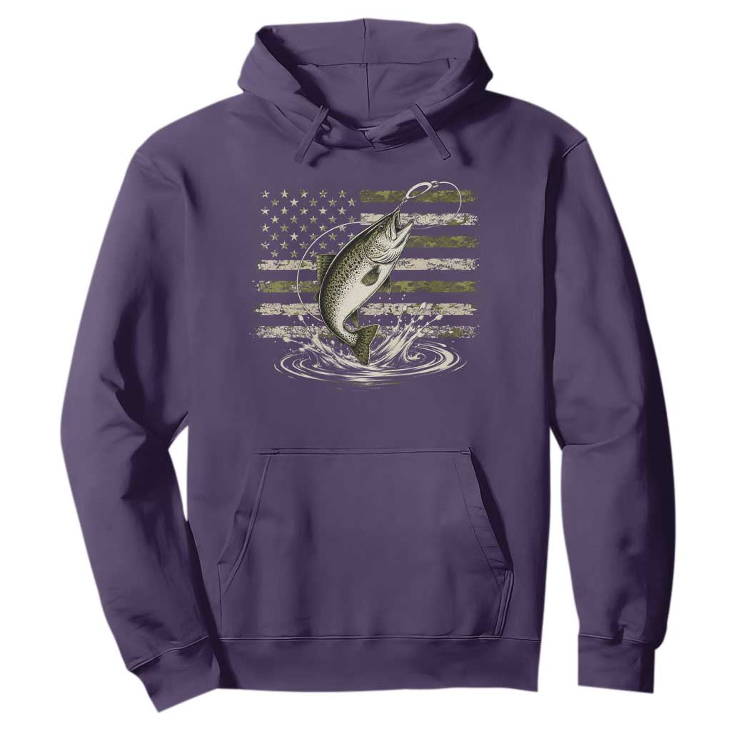 Camouflage American Flag Trout Fishing Hoodie Patriotic Saltwater Angler Gift Sea Fishing Lovers