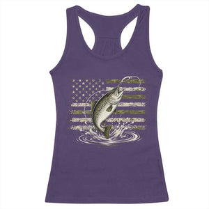 Camouflage American Flag Trout Fishing Racerback Tank Top Patriotic Saltwater Angler Gift Sea Fishing Lovers