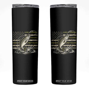 Camouflage American Flag Trout Fishing Skinny Tumbler Patriotic Saltwater Angler Gift Sea Fishing Lovers