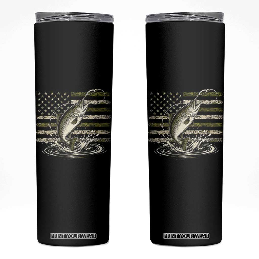 Camouflage American Flag Trout Fishing Skinny Tumbler Patriotic Saltwater Angler Gift Sea Fishing Lovers TS10 Black Print Your Wear