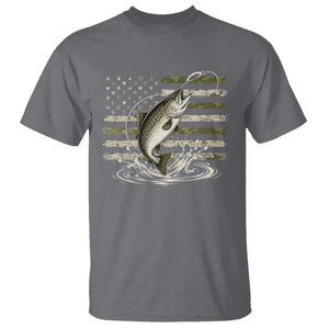 Camouflage American Flag Trout Fishing T Shirt Patriotic Saltwater Angler Gift Sea Fishing Lovers