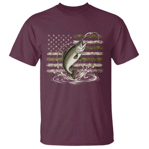 Camouflage American Flag Trout Fishing T Shirt Patriotic Saltwater Angler Gift Sea Fishing Lovers