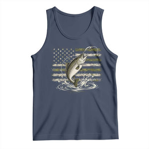 Camouflage American Flag Trout Fishing Tank Top Patriotic Saltwater Angler Gift Sea Fishing Lovers